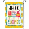 Hello Summer Popsicle Garden Flag  Double Sided Outside, Colorful Bright Yellow Seasonal Holiday Outdoor Yard Patio Poolside Party Decoration