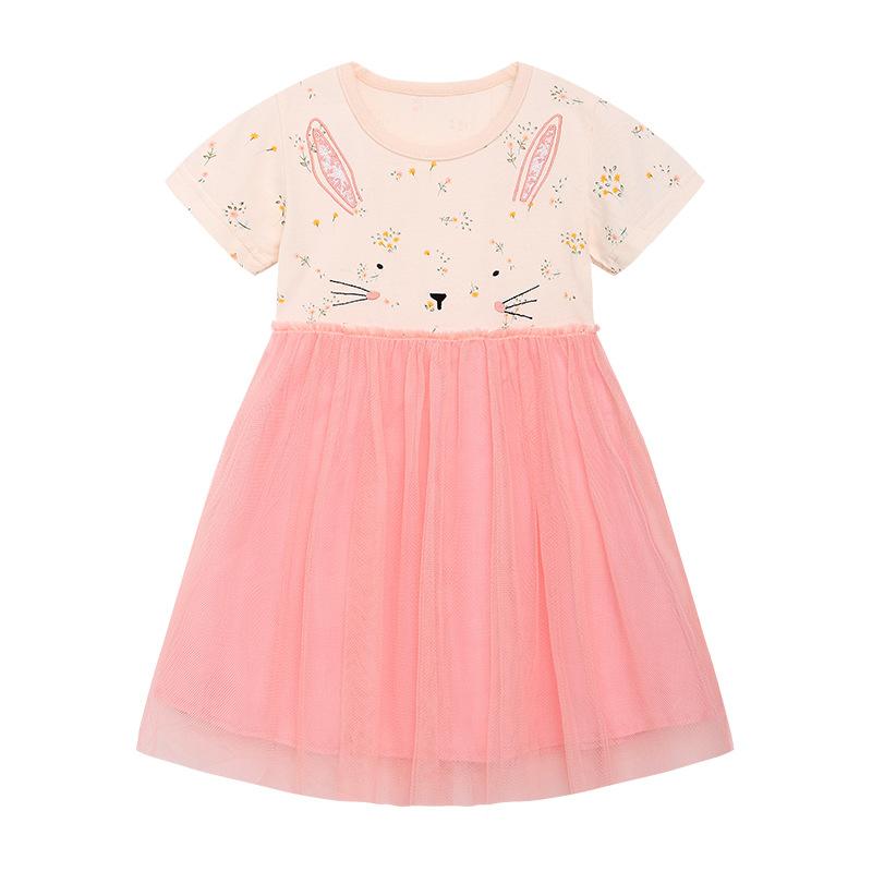 Fashion Children s Dress Summer Girls Dress Cartoon Embroidered Mesh Princess Dress Cute Children s Gauze Dress 2Y(90cm)