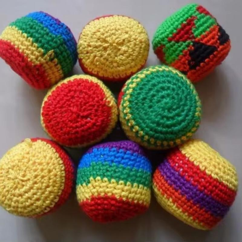 3/6/12Pcs Hand-Made Knitted Footbag Funny Crochet Colorful Small Kick Sack Juggling Balls Indoor Outdoor Games