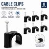100Pcs/Set Plastic Metal Nail In Cable Clips Black Coaxial Cable Clamp  for Home Office Workshop