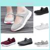 Korean Style Elderly Shoes For Women With Breathable Mesh Upper And Thick Heels