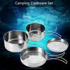 4Pcs Portable Stainless Steel Cookware Set Camping Picnic Outdoor Pan Pot Plate Tableware