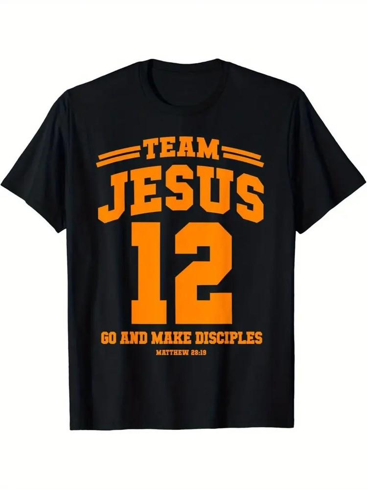 

Team Jesus 12 Graphic T-Shirt - Men s Casual Cotton Tee with Inspirational Print M