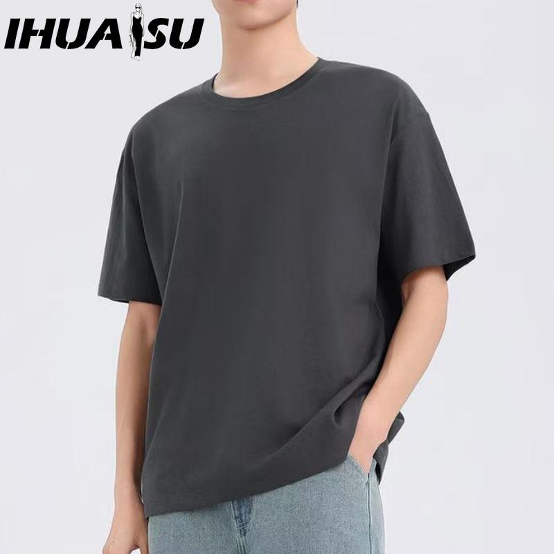 IHUASU Kurzarm-T-Shirt aus Baumwolle für Herren, modisch, lockeres Halbarmhemd, bedrucktes mitfühlendes Hemd