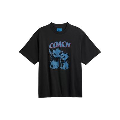 Letter Pattern Printed Round Neck Short Sleeve T-Shirt Ss24 Drop Shoulder Women Tops Black CQ070-A0R