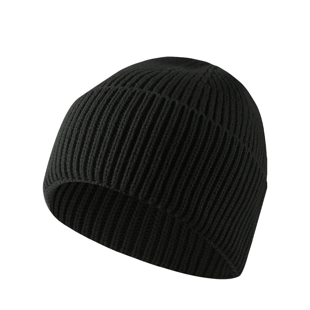 

Унисекс Теплая Вязаная Шерстяная Шапка-Бини: Модная хип-хоп уличная кепка-дыня One Size чёрный