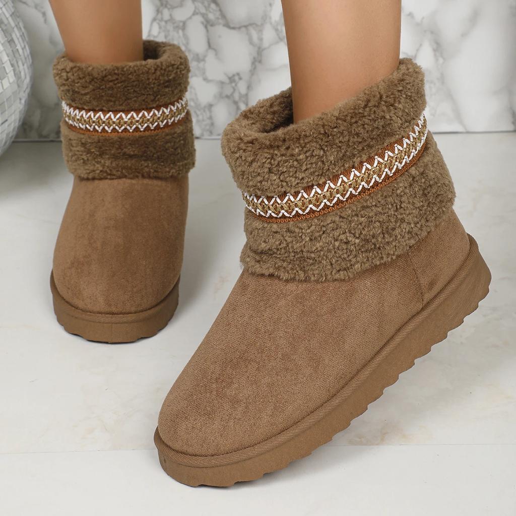 New Women Ankle Snow Boots Winter Fashion Casual Outdoor Warm Walking Shoes Women Cotton Shoes Short Plush Platform Boots