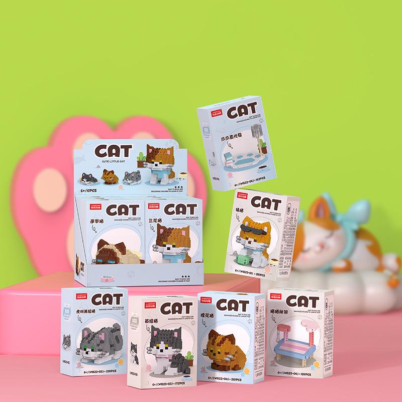 Non-Toxic Cartoon Cute Pet Cat Dog Building Blocks Microparticle Husky Assembly Toy Educational Decoration Gift For Children