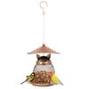 Iron Hanging Bird Feeder Outdoor Heavy Duty Wild Bird Feeder with 3 Cup Large Capacity Squirrel Proof Tray Food Dispenser