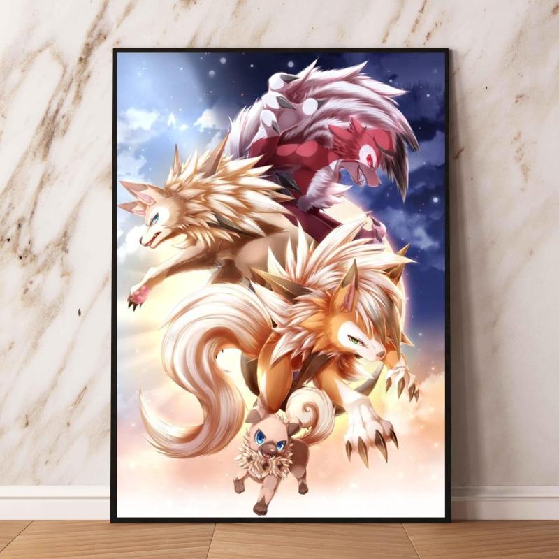 Eeveelutions Decorative Painting Cute Eevee and With Floral Elements High  Quality Wall Art for Home Decor Classic