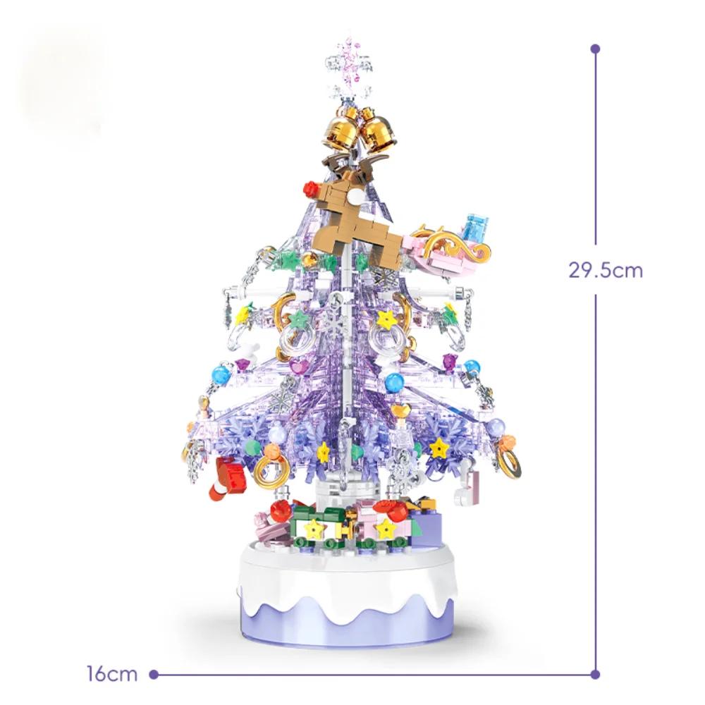 738 STÜCKE Lila Weihnachtsbaum Spieluhr Block mit Lichtern und Spielzeug Erwachsene Kind Wohnkultur Weihnachten Geburtstagsgeschenk