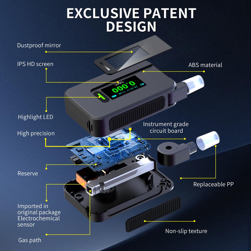 Alcohol Testers Non-Contact Handheld Digital Breathalyzer LCD Display Lightweight Handheld Alcohol Test Tool Digital Screen