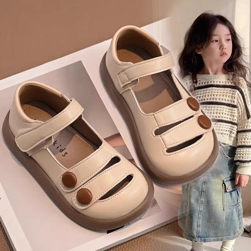 Girls shoes children's princess bag head sandals 2025 spring and summer new girls baby soft soles foreign style small leather shoes