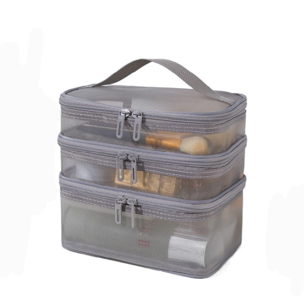Transparent Mesh Travel Cosmetic Bag Large Capacity Storage Makeup Organizer Bag 2/3 layer Toiletry Bag Cosmetic Storage
