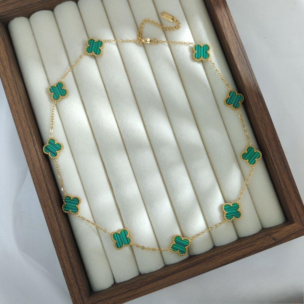 18K10 Flower Four-leaf Clover Necklace Light Luxury Non-fading Titanium Steel Ten Flower Necklace Women's Fashion Clavicle Chain