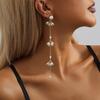 Gold Plated Modern Geometric Earrings With Tassel And Chain Details