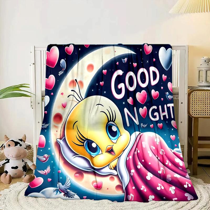 Yellow Bird Nightly Dreams Greeting Blanket Flannel Blanket for Bed, Sofa, Camping, Hiking, Picnic Essentials, Gift for Family Fan Gifts