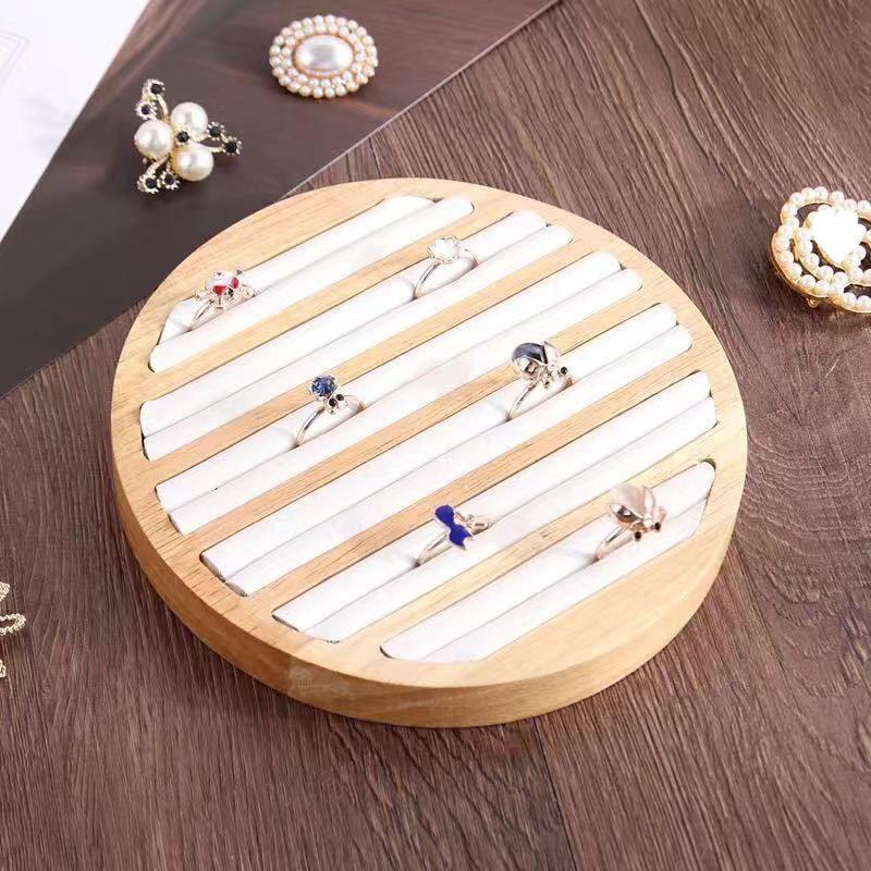 Bamboo Jewelry Display Tray with Velvet Lining for Bracelets & Necklaces