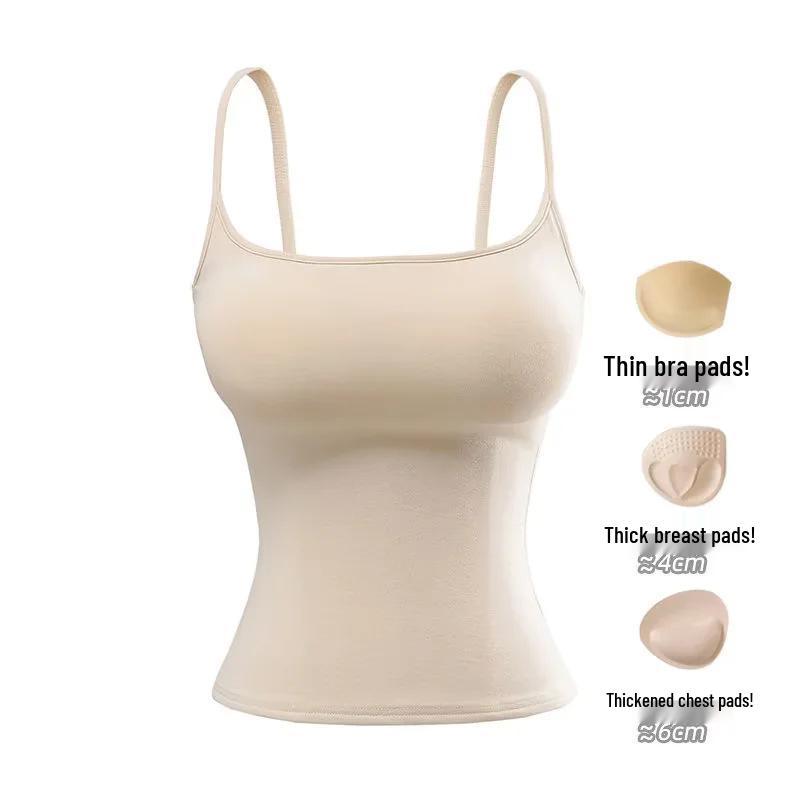 

Women s White Sleeveless Camisole with Built-in Bra Pads, Wide Straps, Various Thicknesses – Ideal Base Layer or Outerwear for Spring/Summer S