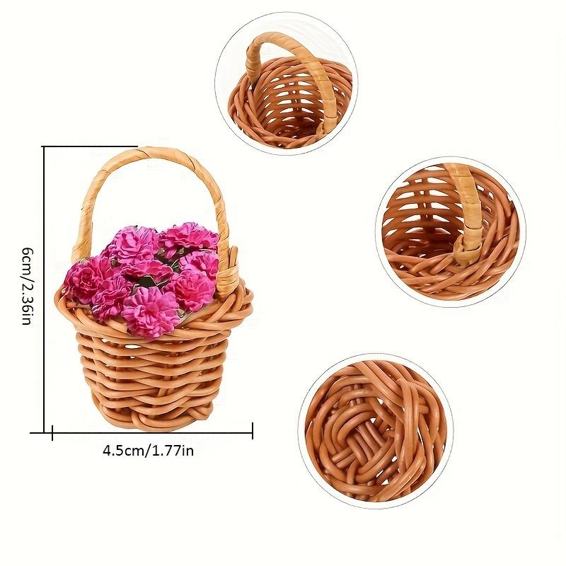 15/20 Stück Mini-Dekokörbchen Set Imitation Rattan Geflochten mit Griffen Miniatur Plastik Geflochtenes Körbchen Foto Requisiten Kleiner Korb