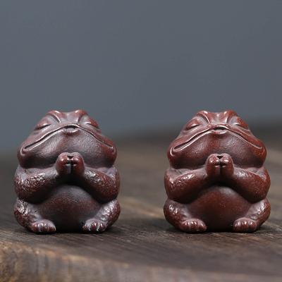 Purple Clay Mini Gold Toad Pixiu Tea Pet Incense Holder Nurturable Zen Home Decor Fortune Symbol Tea Accessory Gift