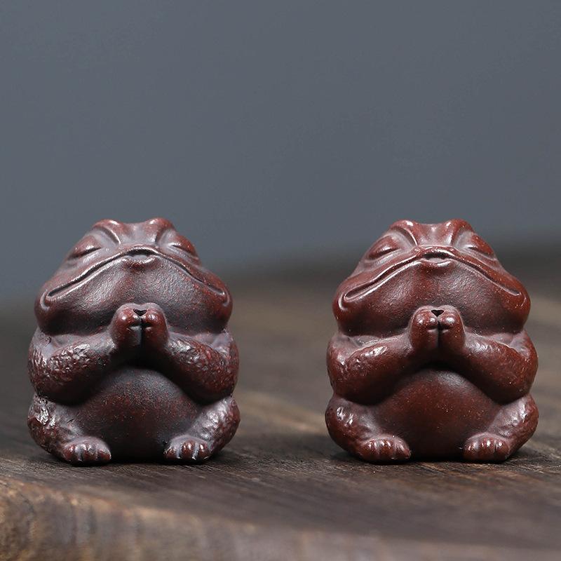 Purple Clay Mini Gold Toad Pixiu Tea Pet Incense Holder Nurturable Zen Home Decor Fortune Symbol Tea Accessory Gift