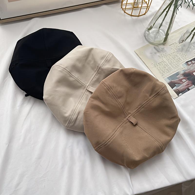 Béret à étiquette métallique pour femme, chapeau de ski décontracté rétro pour sports de plein air, cyclisme, automne et hiver