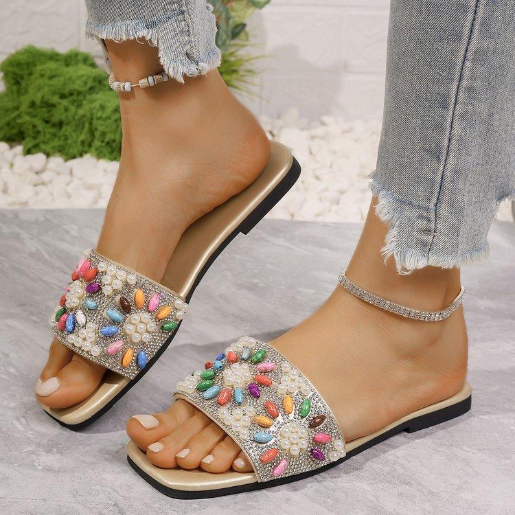 Large size slippers women's summer new one-character comfortable soft-bottomed flat-bottomed slippers