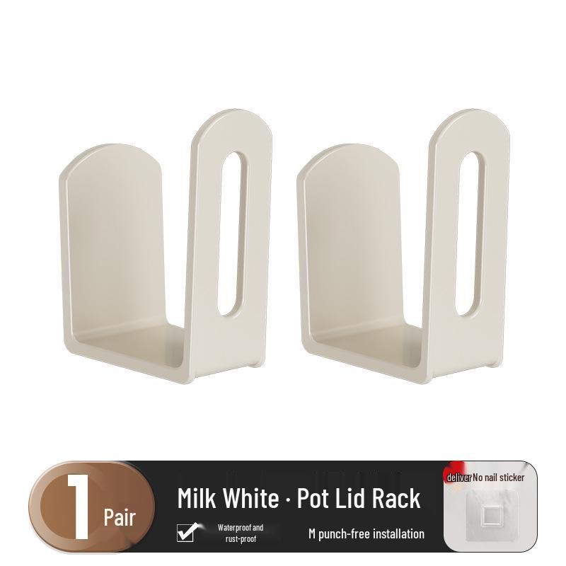 Wall-Mounted No-Drill Pot Lid and Cutting Board Rack - Multi-functional Kitchen Storage Organizer