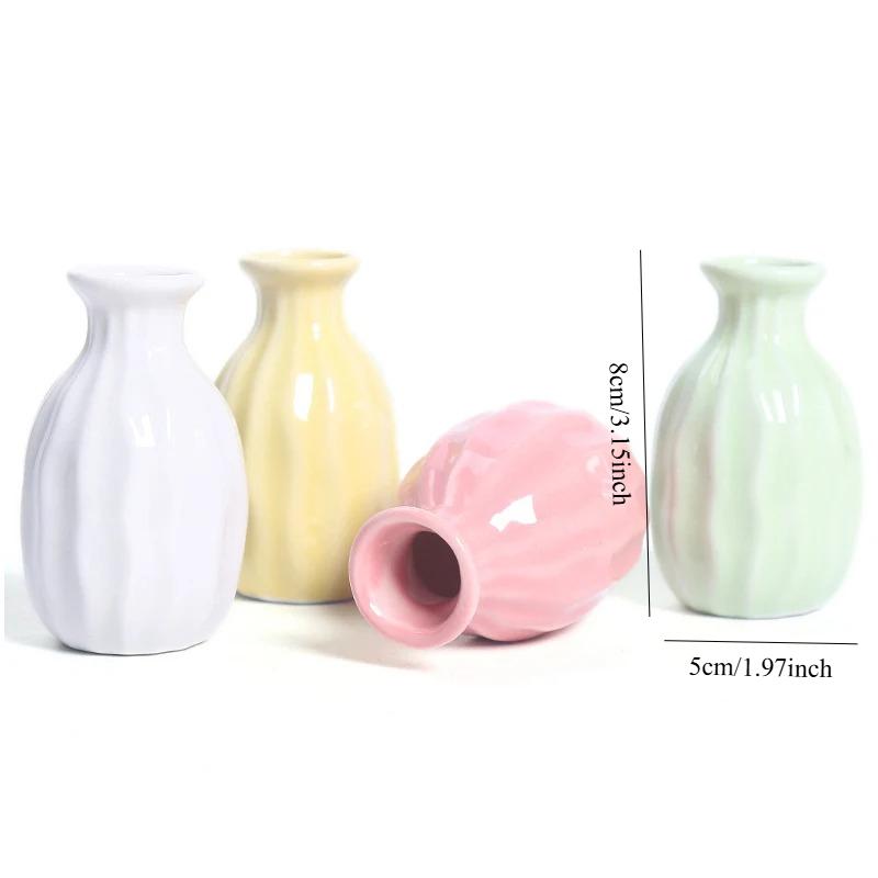 Ceramics Flower Vase Nordic Hydroponics Vases Creative Room Decor Mini Flower Plant Bottle Pots Table Ornament Colorful Vase