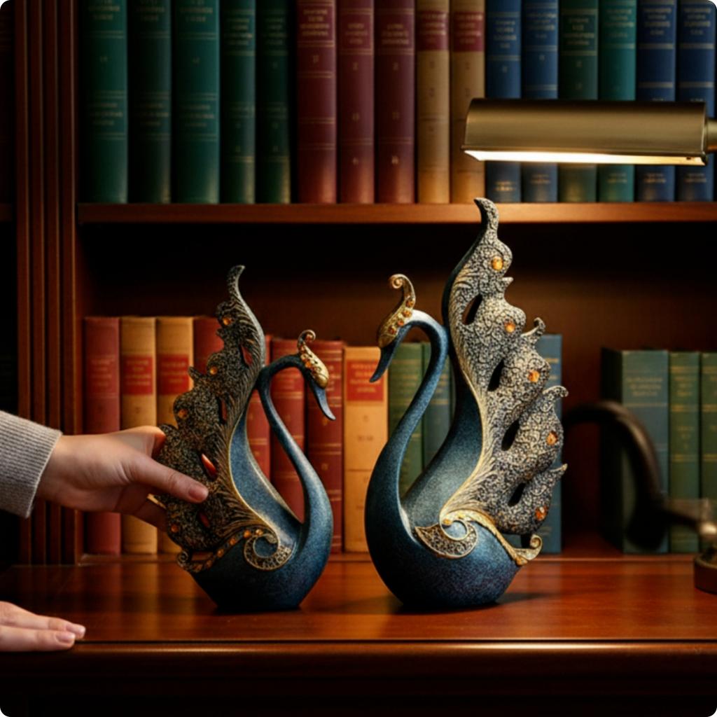 Peacock Figurines Ornate Peacock Figurine Resin Figurines European-Style Table Decoration Sophisticated for Homeowners
