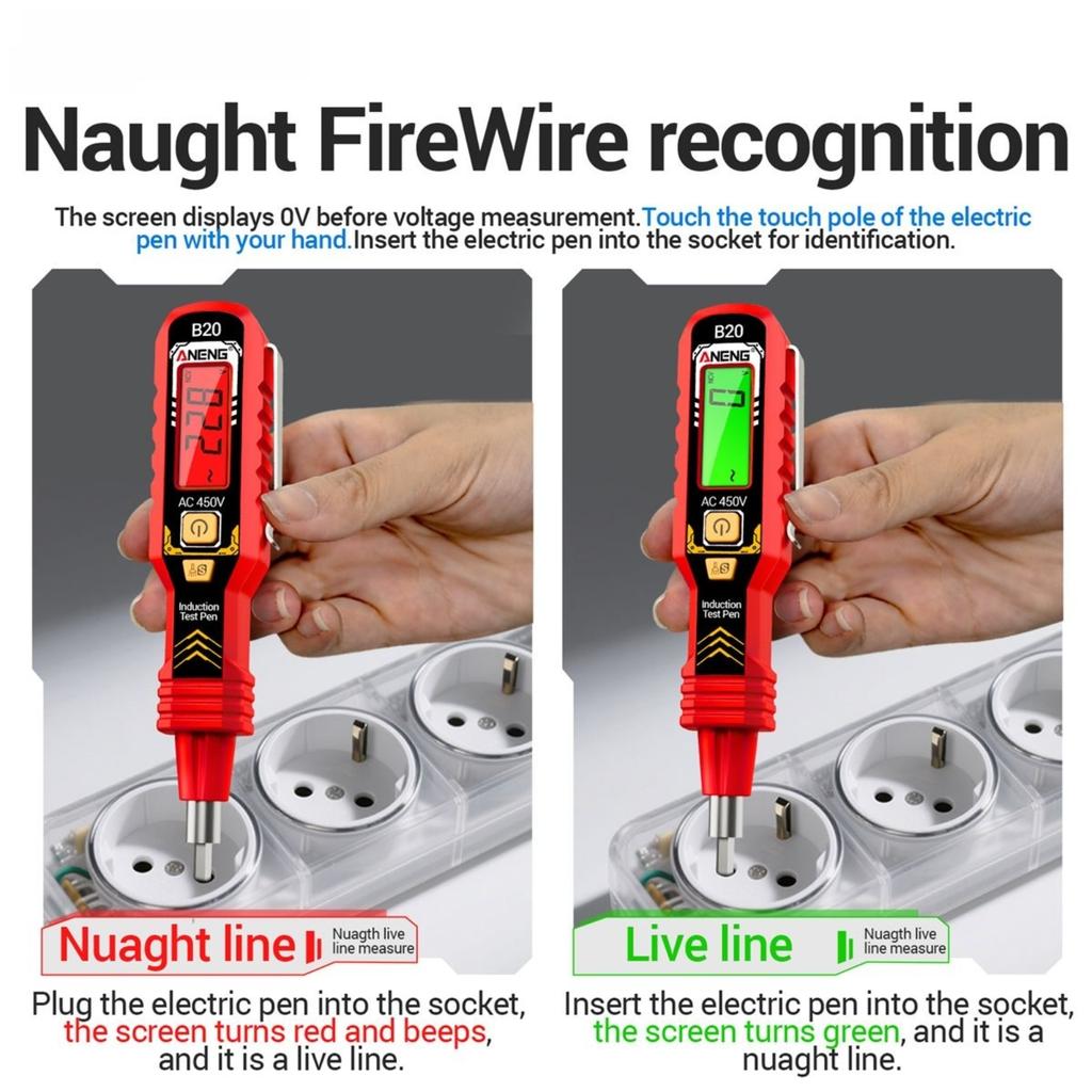 ANENG B20 Double Head Screwdriver Smart Recognion 11V~ 450V AC Voltage Detection Dual Use Slotted Cross Digital Meter Tester Pen
