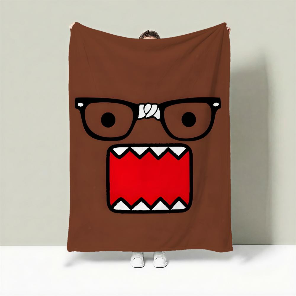 Character D-Domo-kun Throw Lightweight 240g Flannel Blanket Soft Skin-friendly for Summer Cooling