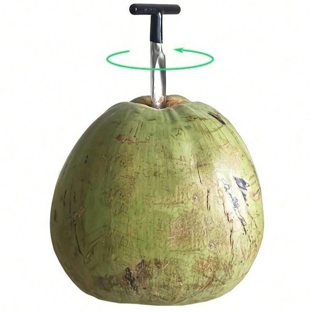 Tragbarer Kokosnussöffner aus Edelstahl Enthält Bohrer, Spatel, Ideal für Outdoor-Camping