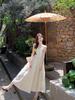Spring 2026 French Holiday 3D Floral Tiered Camisole Dress for Women
