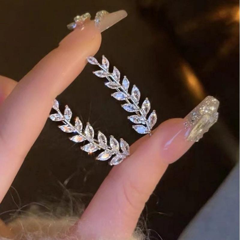 

Graceful Copper Color Stud Earrings Lady Chic Shiny Zirconia Accessories For Wedding