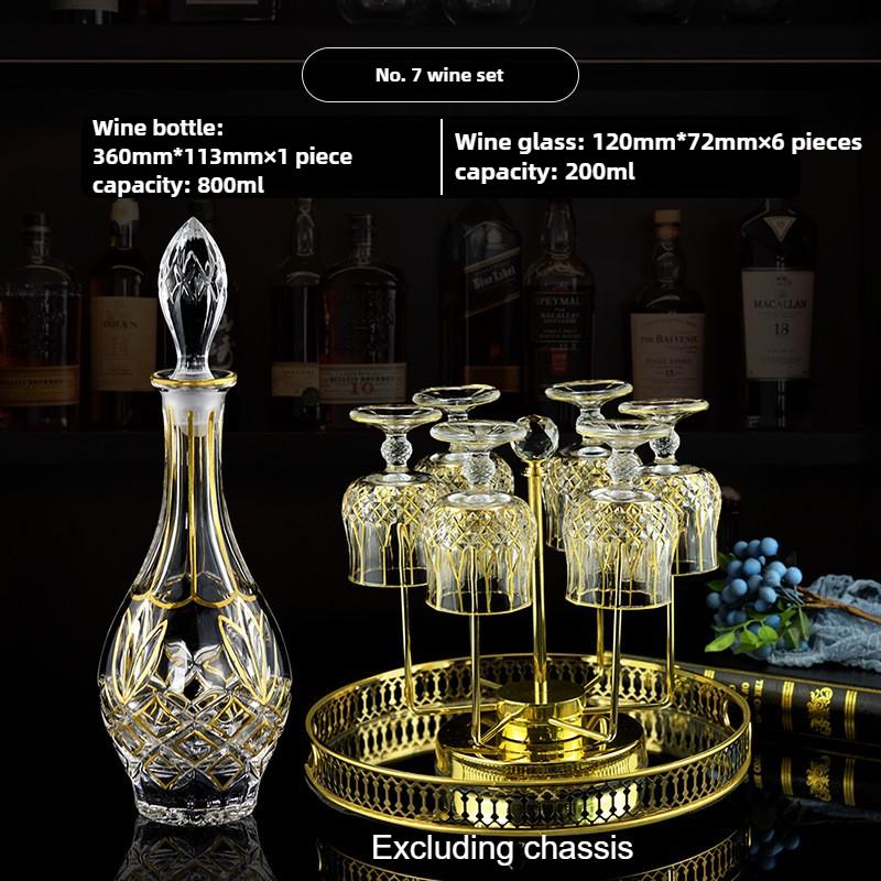 Crystal Glass Whiskey Set Gold Embossed Creative Western Wine Bottle Wine Glass Bar Household Utensils