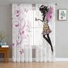Forest Fairy Flower Butterfly Girl Tulle Curtains Living Room Bedroom Decor Chiffon Voile Kitchen Window Curtain Light Filtering For Made Of Polyester