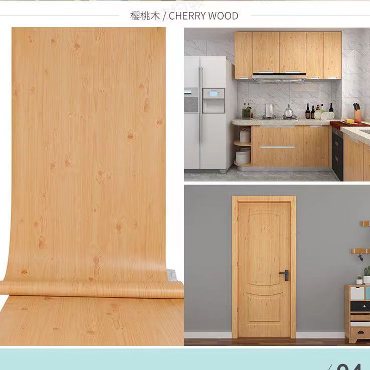 Thickened Wood Grain PVC Waterproof Sticker Cabinets Desktop Door Furniture Refurbished Decorative Film Self-adhesive Wallpaper