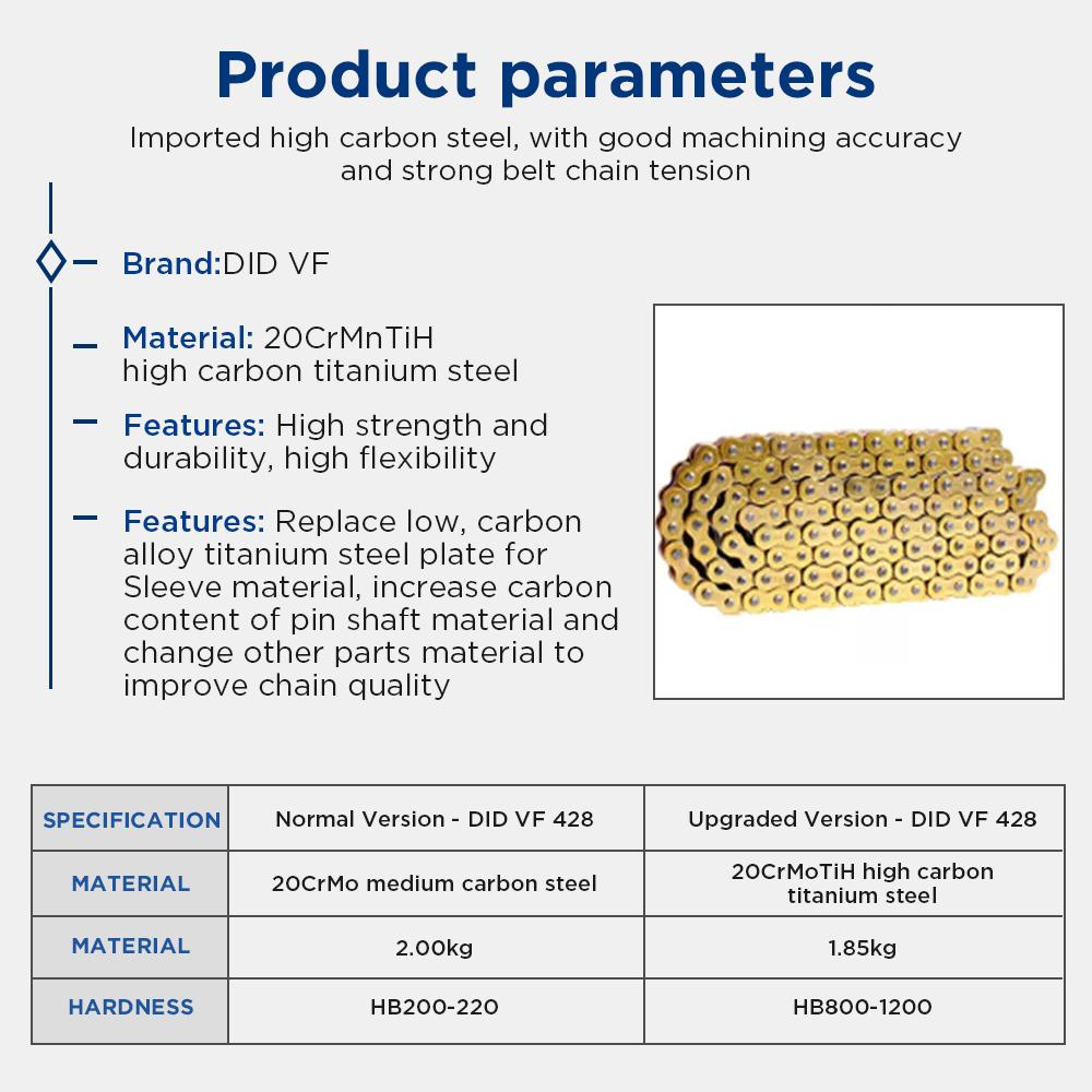 Seturi de lanțuri de înaltă calitate pentru motocicletă pentru lanțul 428 DID O-ring 136 link 520 525 530 lanțuri 120 zale pentru universal Honda Yamaha