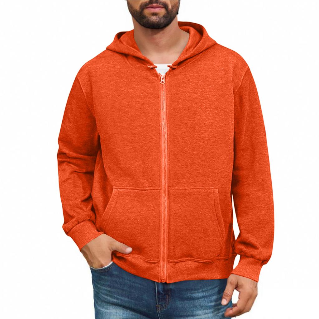 Felpa con cappuccio da uomo con zip intera, vestibilità classica casual, manica lunga, con tasche frontali per l'uso quotidiano