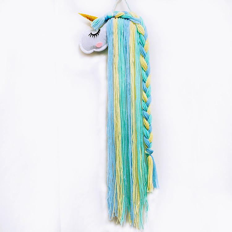 Felt Unicorn Ornament Children'S Hair Clip Decor Wall-Mounted Hair Accessory Organiser Wall-Mounted Hair Accessory Storage Strip