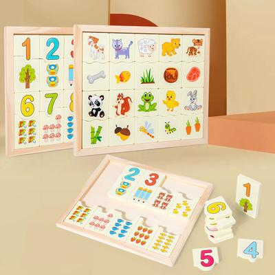 Cognitive Pairing Animal Digital Enlightenment Pairing Board Early Education Wooden Gripping Board Puzzle Set Kindergarten