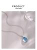 Aquamarine Oval Zircon Pendant Necklace - Women's Elegant Clavicle Chain, Simple Luxury Choker