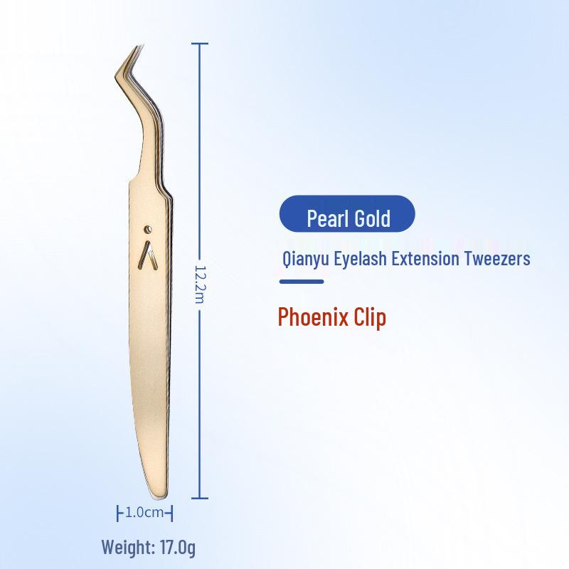 Gold Feather Stainless Steel Eyelash Tweezers Set - Heat-Treated Precision Beauty Tools