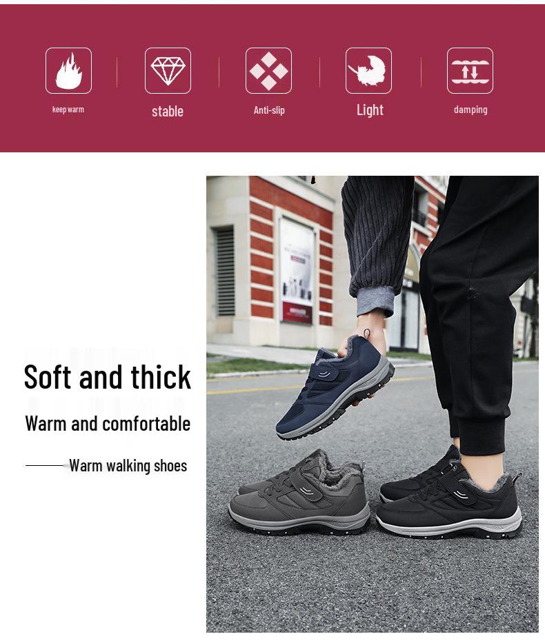 Men's Warm Winter Snow Boots, Plus Velvet, Thickened, Outdoor Fashion, Big Size Dad Shoes