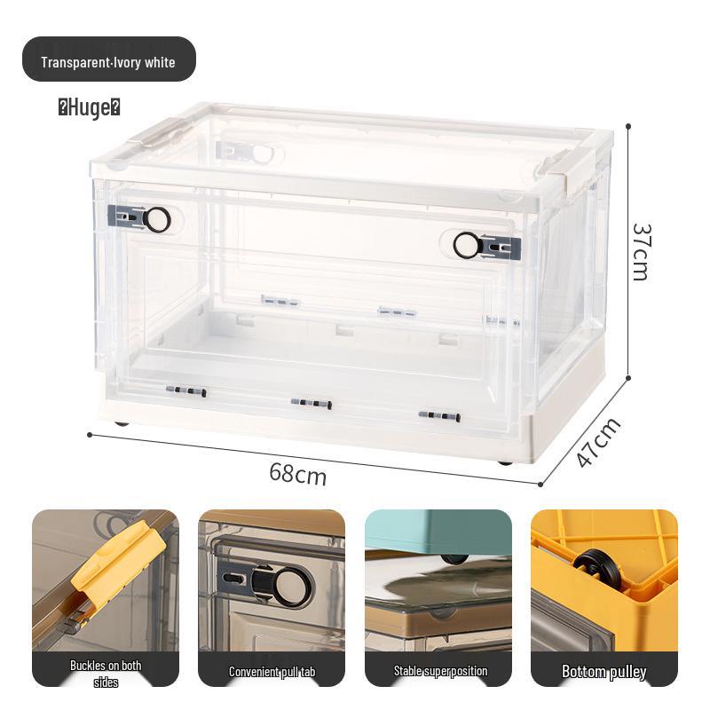 Large Outdoor Portable Transparent Foldable Storage Box for Clothes, Toys, Snacks, Books - Dustproof and Ideal for Home Use.
