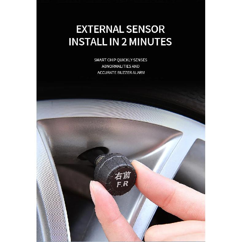Tire Pressure Monitoring System Temperature Warning Fuel Save With 4 External Sensors Solar TPMS Car Tyre Pressure Monitor