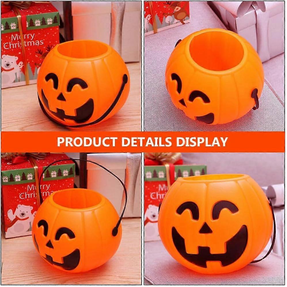 4-Pack Pumpkin Candy Buckets for Kids, Halloween Candy Buckets, Kids Trick or Treat Buckets