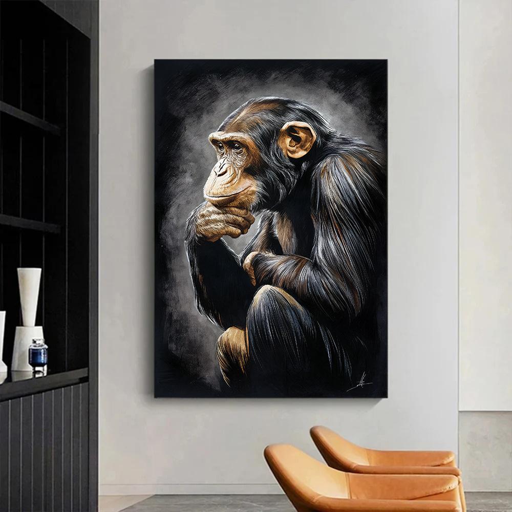 Animal Poster Posters Canvas Painting Wall Art Dark Funny Monkey Posters and Prints for Living Room Home Decoration